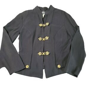 Michael B LTD Petites Women Military Style Jacket Black Size PS Long Sleeve